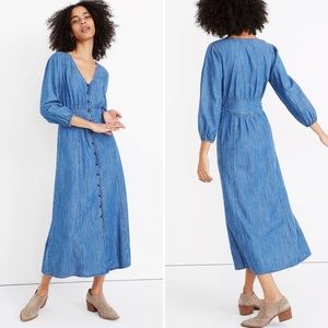 Madewell Denim Pieced-Waist Midi Dress in Mariden Wash Size 2